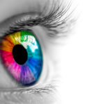Grafik von diedruckfabrik.de. Auge mit einer vielfarbigen Iris